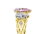 Yellow gold Three-Stone Fancy Pink Pear Cut Diamond Braided Band Ring with Four-Prong Setting_45