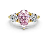 Yellow gold Three-Stone Fancy Pink Pear Cut Diamond Channel Set Engagement Ring with Prong Setting_12