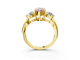 Yellow gold Three-Stone Fancy Pink Pear Cut Diamond Channel Set Engagement Ring with Prong Setting_3