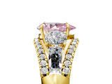 Yellow gold Three-Stone Fancy Pink Pear Cut Diamond Engagement Ring with Pave Band and Prong Setting_5