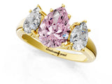 Yellow gold Three-Stone Fancy Pink Pear Cut Diamond Engagement Ring with Prong Setting_4