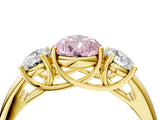 Yellow gold Three-Stone Fancy Pink Pear Cut Diamond Engagement Ring with Prong Setting_7