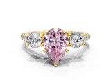 Yellow gold Three-Stone Fancy Pink Pear  Cut Diamond Pavé Band with Four-Prong Setting_28
