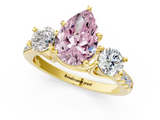 Yellow gold Three-Stone Fancy Pink Pear  Cut Diamond Pavé Band with Four-Prong Setting_29
