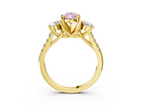 Yellow gold Three-Stone Fancy Pink Pear  Cut Diamond Pavé Band with Four-Prong Setting_31