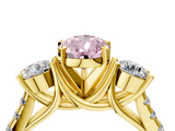 Yellow gold Three-Stone Fancy Pink Pear  Cut Diamond Pavé Band with Four-Prong Setting_32