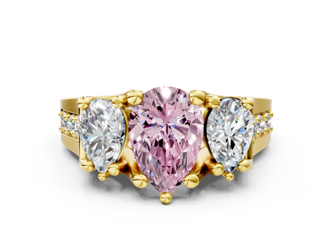 Yellow gold Three-Stone Fancy Pink Pear  Cut Diamond Ring with Channel-Set Band and Four-Prong Setting_32