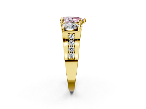 Yellow gold Three-Stone Fancy Pink Pear  Cut Diamond Ring with Channel-Set Band and Four-Prong Setting_34