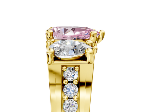 Yellow gold Three-Stone Fancy Pink Pear  Cut Diamond Ring with Channel-Set Band and Four-Prong Setting_37