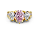 Yellow gold Three-Stone Fancy Pink Pear  Cut Diamond Ring with Channel-Set Band and Four-Prong Setting_49