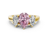 Yellow gold Three-Stone Fancy Pink Pear  Cut Diamond Ring with Channel-Set Band and Four-Prong Setting_76