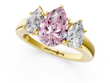 Yellow gold Three-Stone Fancy Pink Pear  Cut Diamond Ring with Channel-Set Band and Four-Prong Setting_77