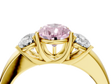 Yellow gold Three-Stone Fancy Pink Pear  Cut Diamond Ring with Channel-Set Band and Four-Prong Setting_80