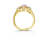 Yellow gold Three-Stone Fancy Pink Pear Cut Diamond Ring with Pavé Band and Prong Setting_93