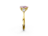 Yellow gold Three-Stone Fancy Pink Pear  Cut Diamond Ring with Pear Side Stones in Four-Prong Setting_110