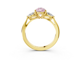 Yellow gold Three-Stone Fancy Pink Pear  Cut Diamond Ring with Pear Side Stones in Four-Prong Setting_111