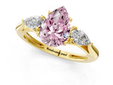 Yellow gold Three-Stone Fancy Pink Pear Cut Diamond Ring with Pear  Side Stones in Four-Prong Setting_13