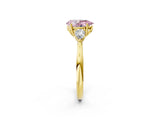 Yellow gold Three-Stone Fancy Pink Pear Cut Diamond Ring with Pear  Side Stones in Four-Prong Setting_14