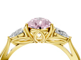 Yellow gold Three-Stone Fancy Pink Pear Cut Diamond Ring with Pear  Side Stones in Four-Prong Setting_16