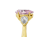 Yellow gold Three-Stone Fancy Pink Pear Cut Diamond Ring with Pear  Side Stones in Four-Prong Setting_17