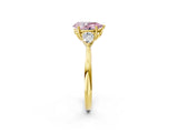 Yellow gold Three-Stone Fancy Pink Pear Cut Diamond Ring with Pear  Side Stones in Four-Prong Setting_50