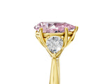 Yellow gold Three-Stone Fancy Pink Pear Cut Diamond Ring with Pear  Side Stones in Four-Prong Setting_53