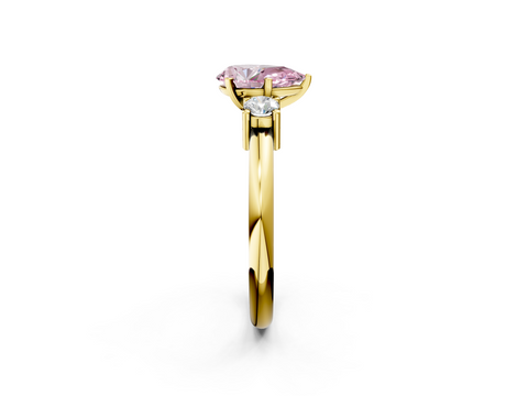 Yellow gold Three-Stone Fancy Pink Pear  Cut Diamond Solitaire with Prong Setting and Classic Band_30