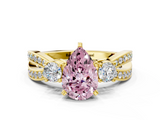 Yellow gold Three-Stone Fancy Pink Pear  Cut Diamond Twist Band with Prong Setting_63