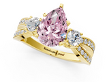 Yellow gold Three-Stone Fancy Pink Pear  Cut Diamond Twist Band with Prong Setting_64