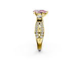 Yellow gold Three-Stone Fancy Pink Pear  Cut Diamond Twist Band with Prong Setting_65