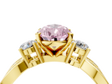 Yellow gold Three-Stone Fancy Pink Pear  Cut Diamond Twist Band with Prong Setting_67