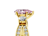 Yellow gold Three-Stone Fancy Pink Pear  Cut Diamond Twist Band with Prong Setting_68