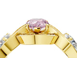 Yellow gold Three-Stone Fancy Pink Pear Cut Diamond Wave Pave Band with Prong Setting_10
