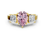 Yellow gold Three-Stone Fancy Pink Pear  Cut Solitaire Ring with Prong Setting_3