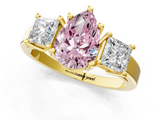 Yellow gold Three-Stone Fancy Pink Pear  Cut Solitaire Ring with Prong Setting_4