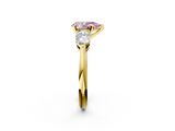 Yellow gold Three-Stone Fancy Pink Pear  Diamond Ring with Pear Side Stones in Four-Prong Setting_66