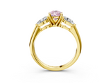 Yellow gold Three-Stone Fancy Pink Pear  Diamond Ring with Pear Side Stones in Four-Prong Setting_67
