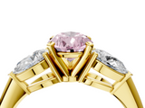 Yellow gold Three-Stone Fancy Pink Pear  Diamond Ring with Pear Side Stones in Four-Prong Setting_68