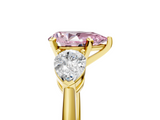 Yellow gold Three-Stone Fancy Pink Pear  Diamond Ring with Pear Side Stones in Four-Prong Setting_69