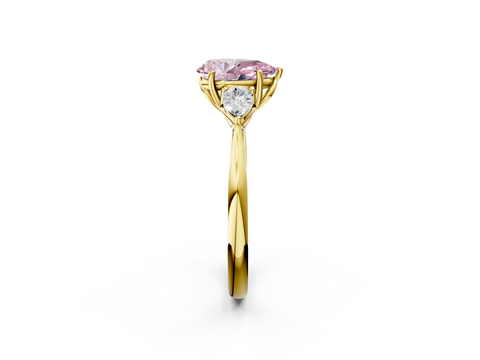 Yellow gold Three-Stone Fancy Pink Pear  Diamond Solitaire Ring with Pear Side Stones and Four-Prong Setting_33