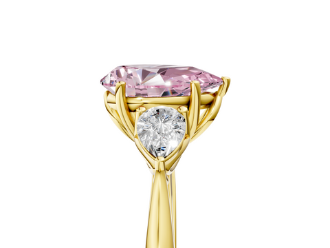 Yellow gold Three-Stone Fancy Pink Pear  Diamond Solitaire Ring with Pear Side Stones and Four-Prong Setting_36