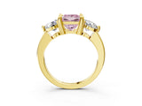 Yellow gold Three-Stone Fancy Pink Princess  Brilliant Cut Solitaire Ring with Prong Setting on a Classic Band 3