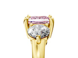 Yellow gold Three-Stone Fancy Pink Princess  Brilliant Cut Solitaire Ring with Prong Setting on a Classic Band 5