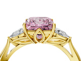Yellow gold Three-Stone Fancy Pink Princess Cut Brilliant Diamond Solitaire Ring with Tapered Band and Four-Prong Setting_10