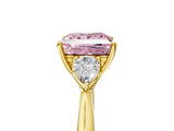 Yellow gold Three-Stone Fancy Pink Princess Cut Brilliant Diamond Solitaire Ring with Tapered Band and Four-Prong Setting_11