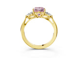 Yellow gold Three-Stone Fancy Pink Princess Cut Brilliant Diamond Solitaire Ring with Tapered Band and Four-Prong Setting_9