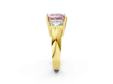 Yellow gold Three Stone Fancy Pink Princess Cut Cut Channel Set Diamond Ring_2