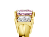 Yellow gold Three Stone Fancy Pink Princess Cut Cut Channel Set Diamond Ring_5