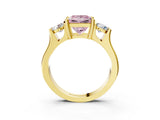 Yellow gold Three-Stone Fancy Pink Princess Cut Cut Classic Band Prong Setting Ring_3