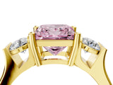 Yellow gold Three-Stone Fancy Pink Princess Cut Cut Classic Band Prong Setting Ring_4